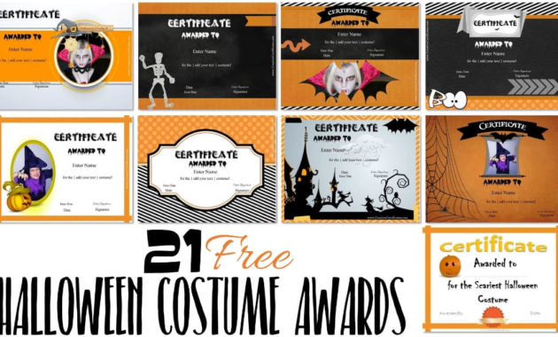 Free Halloween Costume Awards Customize Online Instant Intended For Halloween Costume Certificates 7 Ideas Free