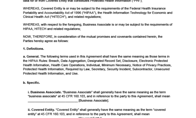 Free Hipaa Business Associate Agreement Baa Template In Business Associate Agreement Hipaa Template
