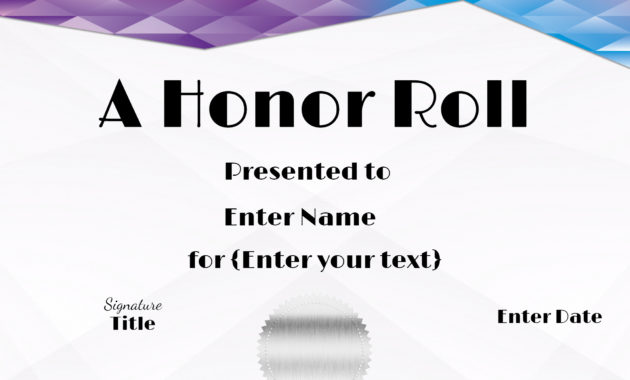 Free Honor Roll Certificate Templates Customize Online In Best Certificate Of Honor Roll Free Templates