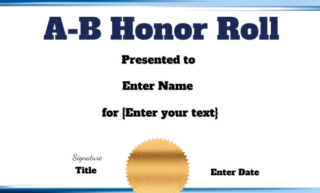 Free Honor Roll Certificate Templates Customize Online Inside Certificate Of Honor Roll Free Templates