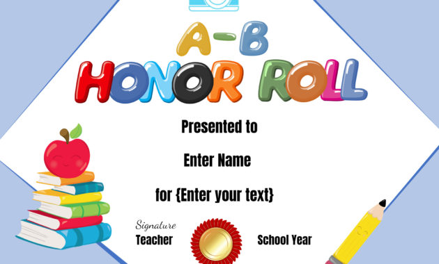 Free Honor Roll Certificate Templates Customize Online With Best Editable Honor Roll Certificate Templates