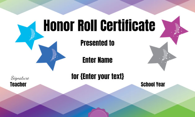 Free Honor Roll Certificate Templates Customize Online With Editable Honor Roll Certificate Templates