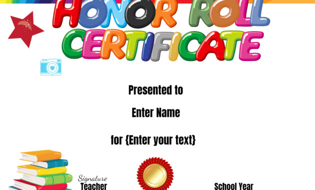 Free Honor Roll Certificate Templates Customize Online With Editable Honor Roll Certificate Templates
