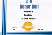Free Honor Roll Certificate Templates Customize Online With Regard To Best Certificate Of Honor Roll Free Templates