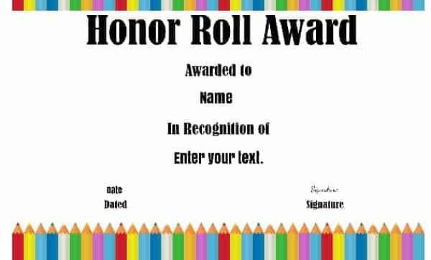 Free Honor Roll Certificates Customize Online With Regard To Honor Roll Certificate Template
