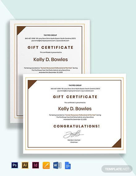 Free Hr Certificate Templates Word Doc Psd Google In Indesign Certificate Template