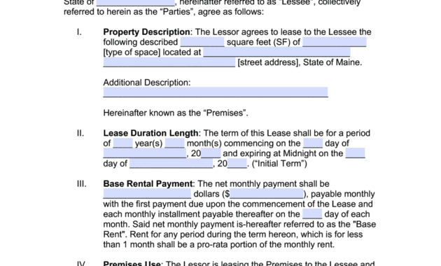Free Maine Commercial Lease Agreement Template Pdf Word Throughout Business Lease Agreement Template