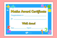 Free Maths Award Certificate Teacher Made With Regard To Math Award Certificate Template