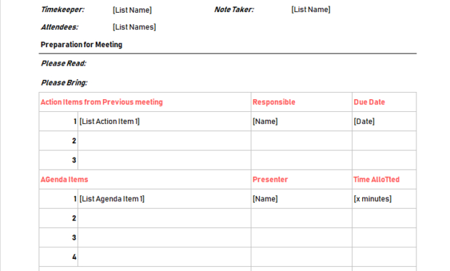 Free Meeting Agenda Templates Agenda Formats In Word Excel With Free Meeting Agenda Templates For Word