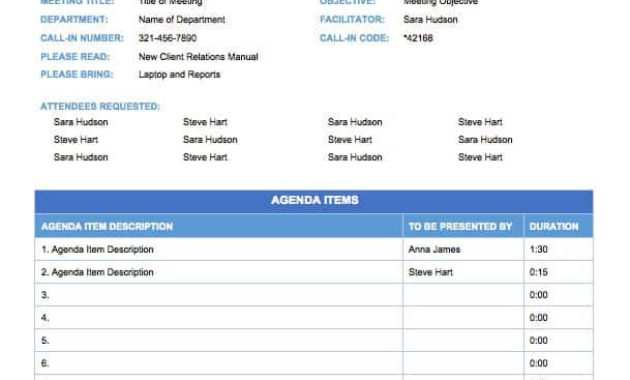 Free Meeting Agenda Templates Smartsheet Within Awesome Simple Agenda Template