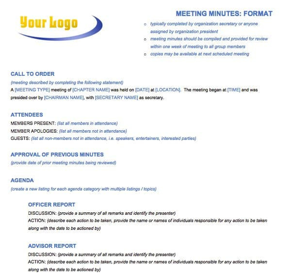 Free Meeting Minutes Template For Microsoft Word With Meeting Minutes Template Microsoft Word