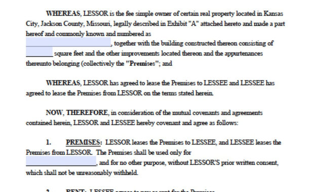 Free Missouri Commercial Lease Agreement Template Pdf Regarding Business Lease Agreement Template Free