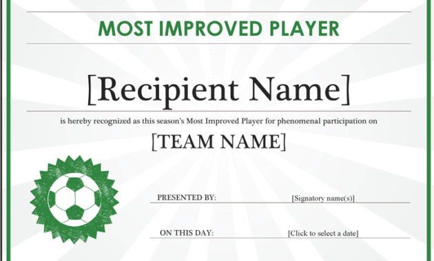 Free Most Improved Player Certificate Editable Title Pertaining To Mvp Award Certificate Templates Free Download
