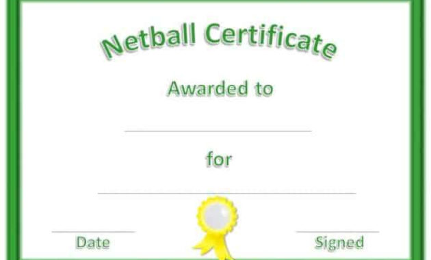 Free Netball Certificates For Amazing Netball Certificate