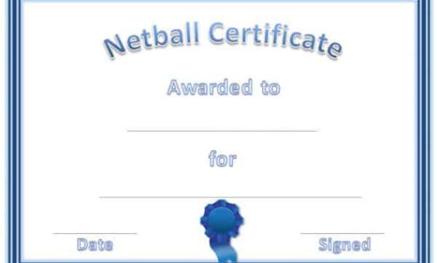 Free Netball Certificates In Netball Certificate Templates