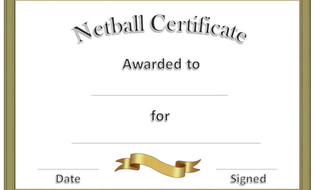Free Netball Certificates Pertaining To Tennis Gift Certificate Template