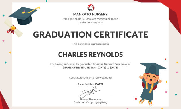 Free Nursery Graduation Certificate Template In Psd Ms With Regard To Free Pre Kindergarten Diplomas Templates Printable Free