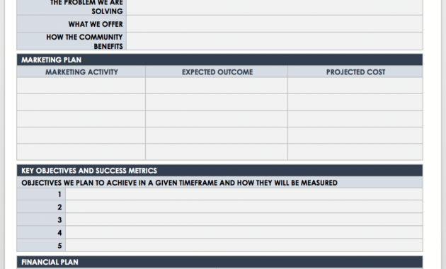 Free Onepage Business Plan Templates Smartsheet With Business One Sheet Template