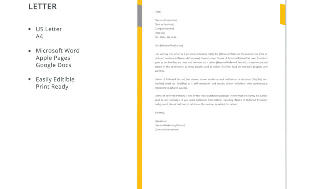 Free Personal Reference Letter Template In Microsoft Word Pertaining To Business Reference Template Word
