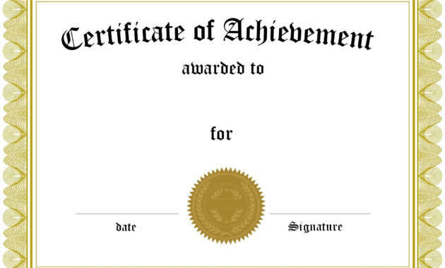 Free Printable Blank Award Certificate Templates Within Free Printable Blank Award Certificate Templates