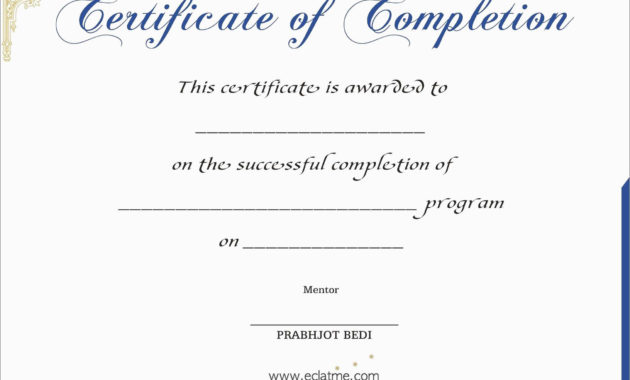 Free Printable Certificate Of Completion Multigry In For Best Certificate Of Completion Template Free Printable