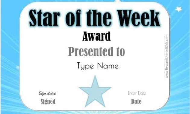 Free Printable Certificates For Kids Instant Download Pertaining To Star Of The Week Certificate Template