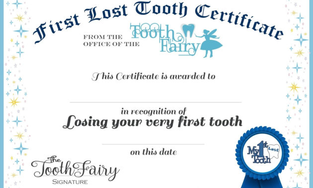 Free Printable First Lost Tooth Certificate Free Printable Intended For Free Tooth Fairy Certificate Template