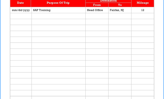 Free Printable Mileage Log Template Templateral Intended For Business Mileage Log Template