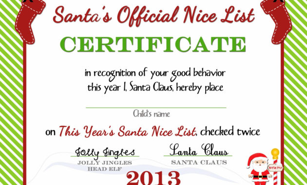 Free Printable Naughty Or Nice A Delicate Gift Inside Best Santas Nice List Certificate Template Free