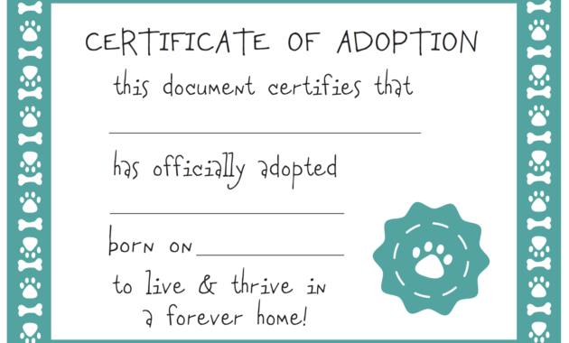 Free Printable Stuffed Animal Adoption Certificate Free Throughout Stuffed Animal Adoption Certificate Template Free
