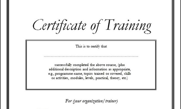 Free Printable Training Certificate Template Doc Sample Pertaining To Amazing Template For Training Certificate