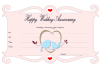 Free Printable Wedding Gift Certificate Templates Wedding Regarding Anniversary Gift Certificate Template Free
