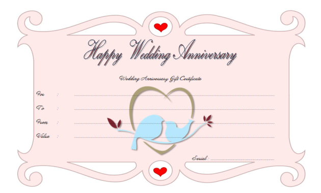 Free Printable Wedding Gift Certificate Templates Wedding Regarding Anniversary Gift Certificate Template Free