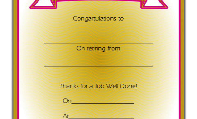 Free Retirement Certificate Templates For Word 10 Concepts For Retirement Certificate Template