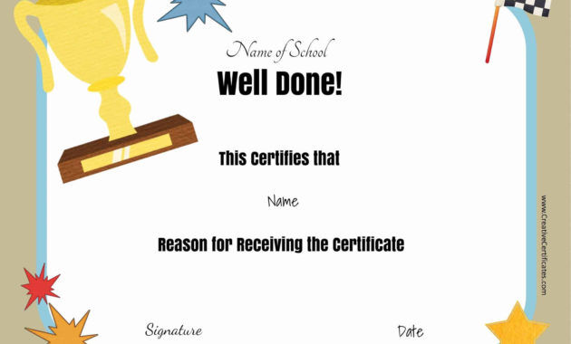 Free School Certificates Awards With Regard To Free Good Job Certificate Template Free