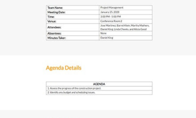 Free Simple Basic Meeting Minutes Template Pdf Word In Amazing Construction Meeting Minutes Template