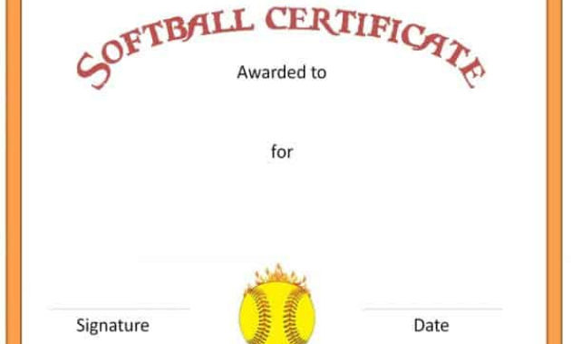 Free Softball Certificate Templates Customize Online Regarding Free Softball Certificate Templates