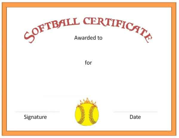 Free Softball Certificate Templates Customize Online Regarding Free Softball Certificate Templates