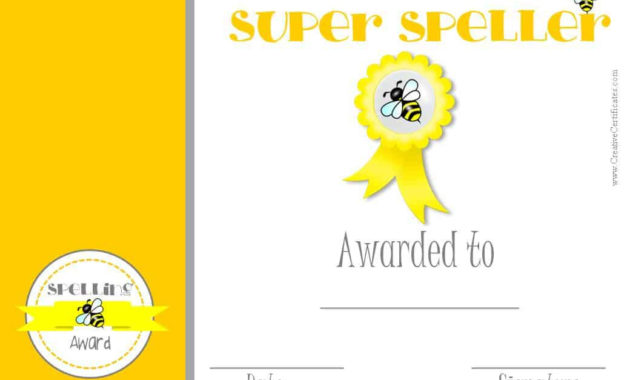Free Spelling Bee Certificate Templates Customize Online With Quality Spelling Bee Award Certificate Template