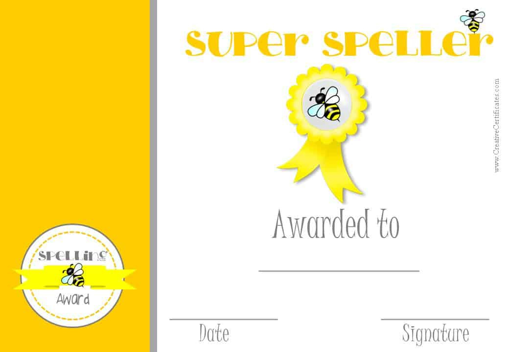 Free Spelling Bee Certificate Templates Customize Online With Quality Spelling Bee Award Certificate Template