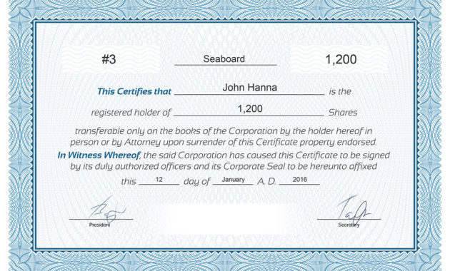 Free Stock Certificate Online Generator Intended For Share Certificate Template Companies House