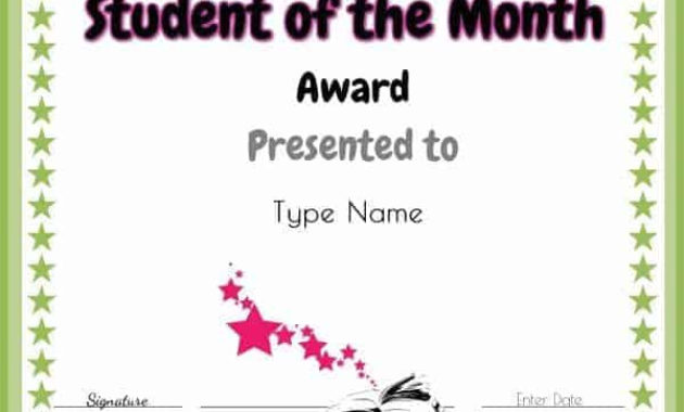 Free Student Of The Month Certificate In Manager Of The Month Certificate Template
