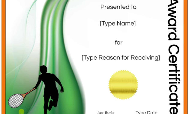 Free Tennis Certificate Customize Online Print Regarding Printable Tennis Certificate Templates 20 Ideas