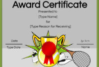 Free Tennis Certificate Customize Online Print With Best Editable Tennis Certificates