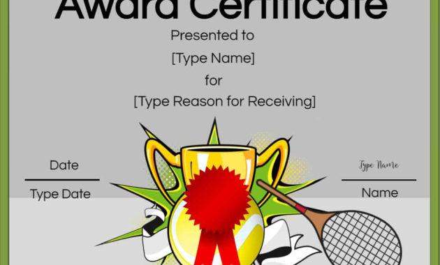 Free Tennis Certificate Customize Online Print With Best Editable Tennis Certificates