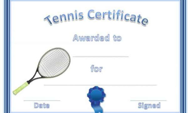 Free Tennis Certificate Templates Customizable Printable Throughout Awesome Tennis Certificate Template Free