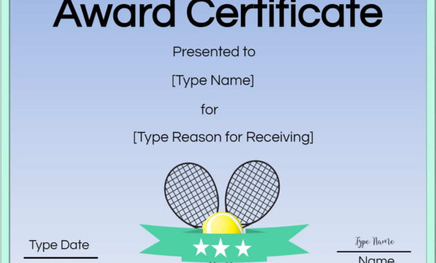 Free Tennis Certificates Edit Online And Print At Home With Tennis Certificate Template Free