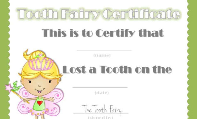 Free Tooth Fairy Certificate Inside Free Free Tooth Fairy Certificate Template