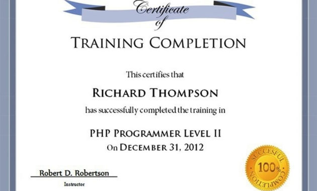 Free Training Completion Certificate Templates Best For No Certificate Templates Could Be Found