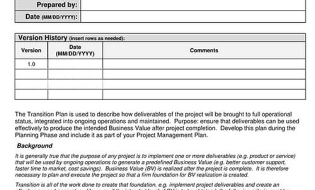 Free Transition Plan Templates Ms Word Excel Pdf Throughout Business Process Transition Plan Template
